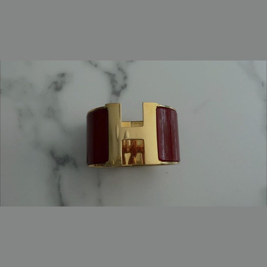 Hermès Clic H Bracelet, Red and Gold