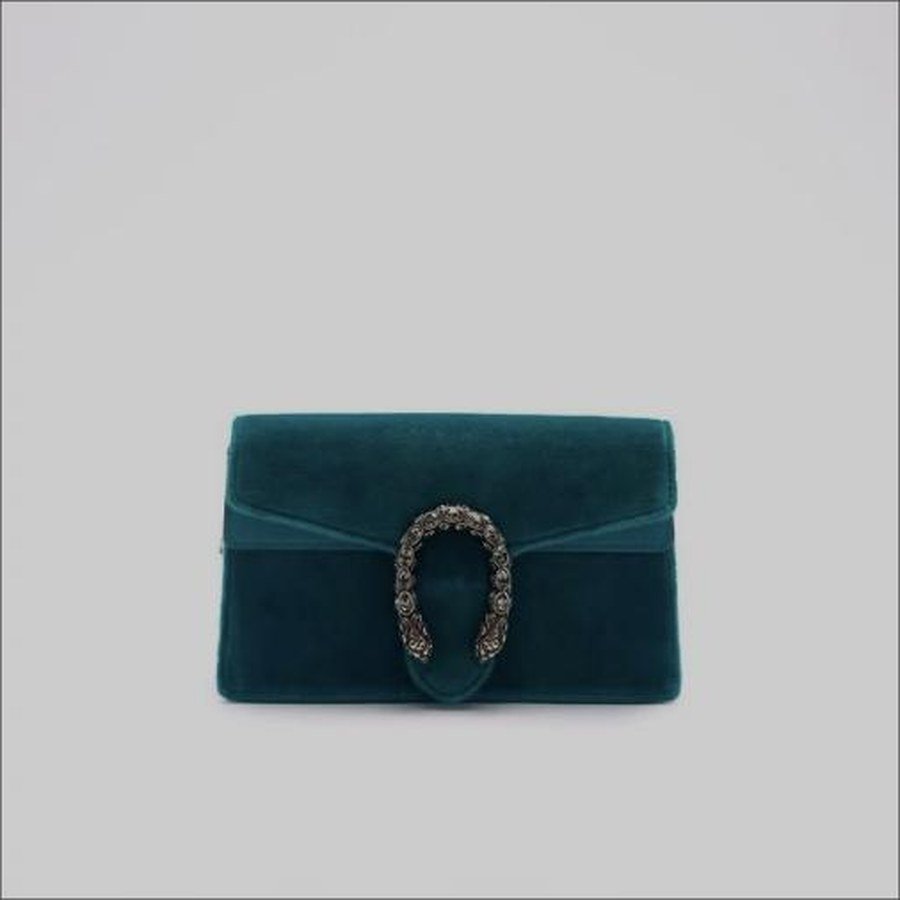 Gucci Teal Velvet Dionysus GG Supreme Super Mini Bag
