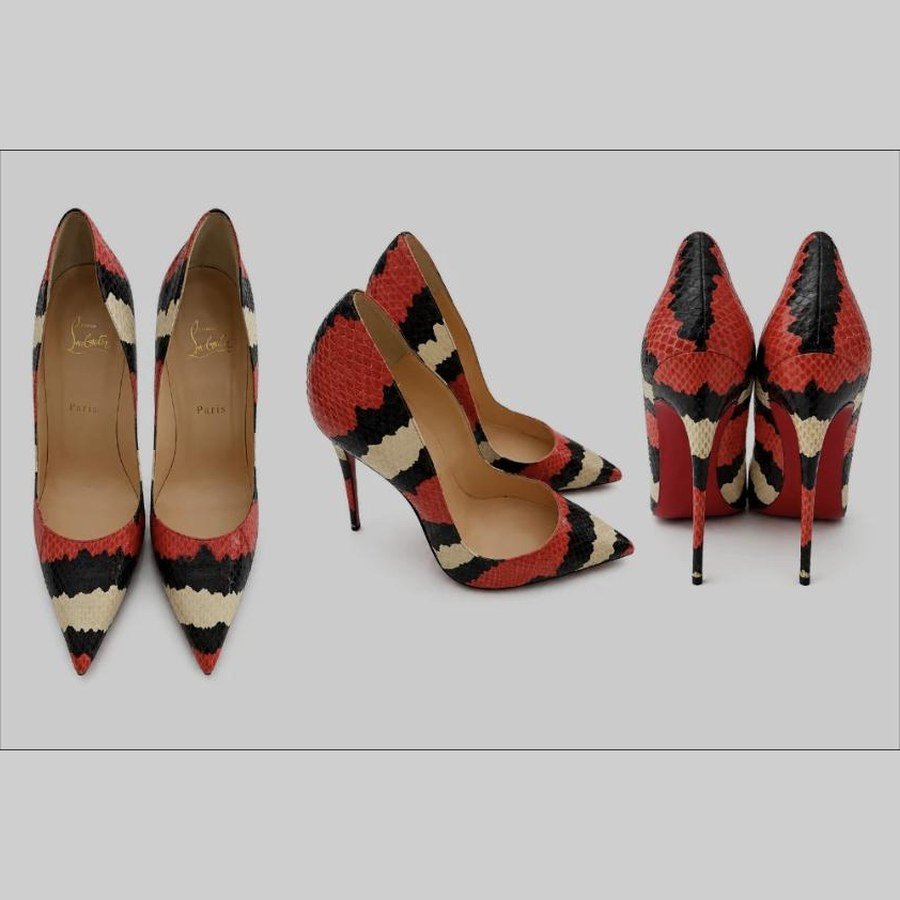 Christian Louboutin So Kate 120 Red Python Pumps